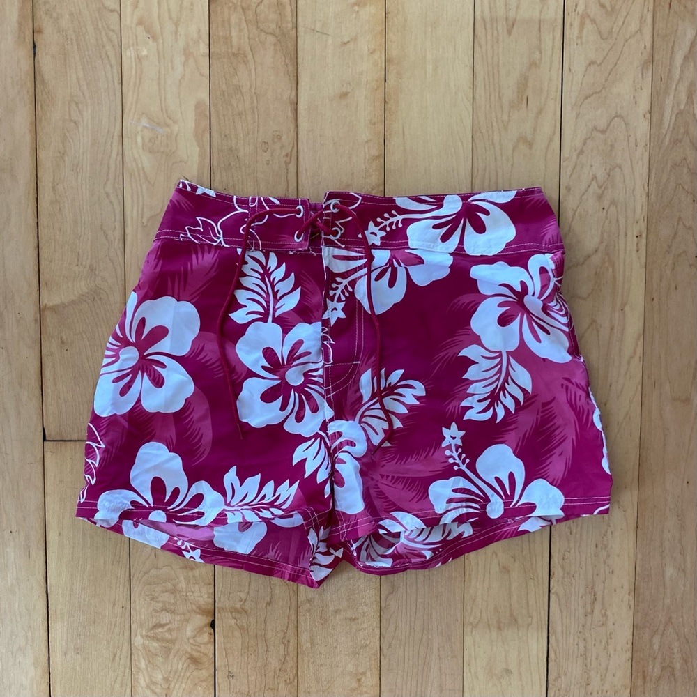 Pink Hawaiian Swim Shorts